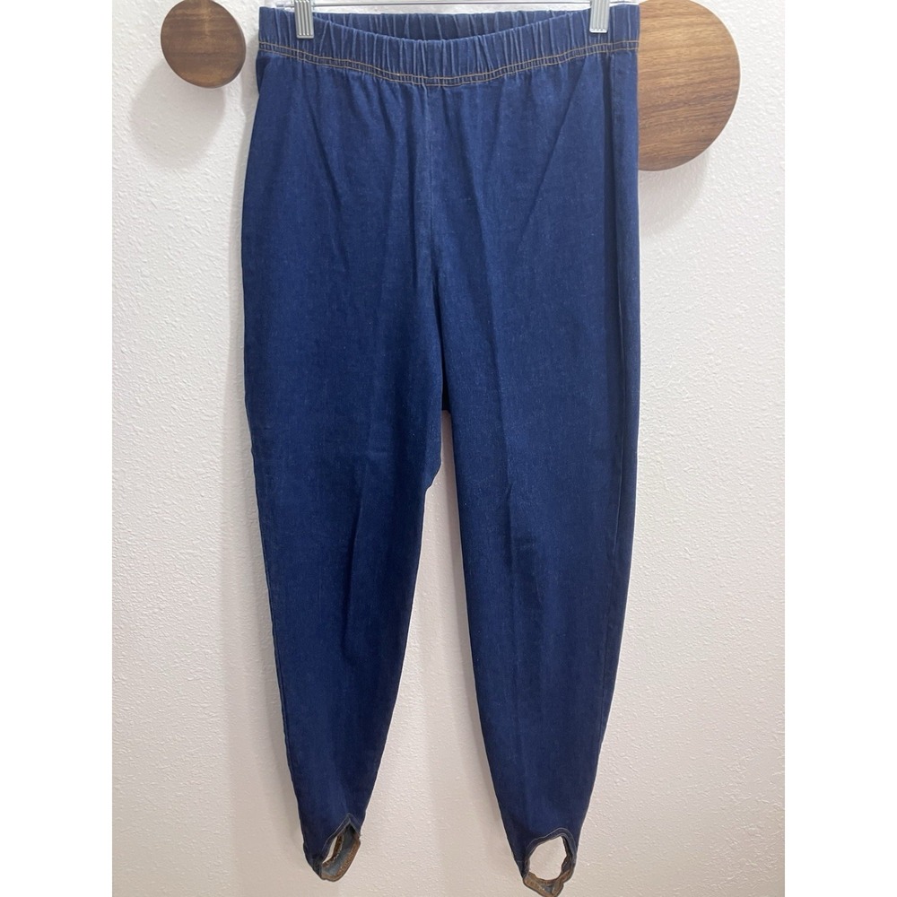 Vintage 1980s Stampede Blue Denim Stirrup Jeggings Womens Size 18W Made In USA